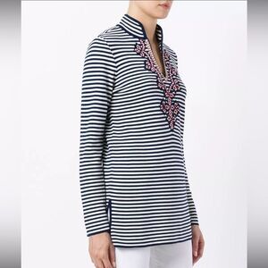 Tory Burch Katama Striped Knit Embellished Tunic Top